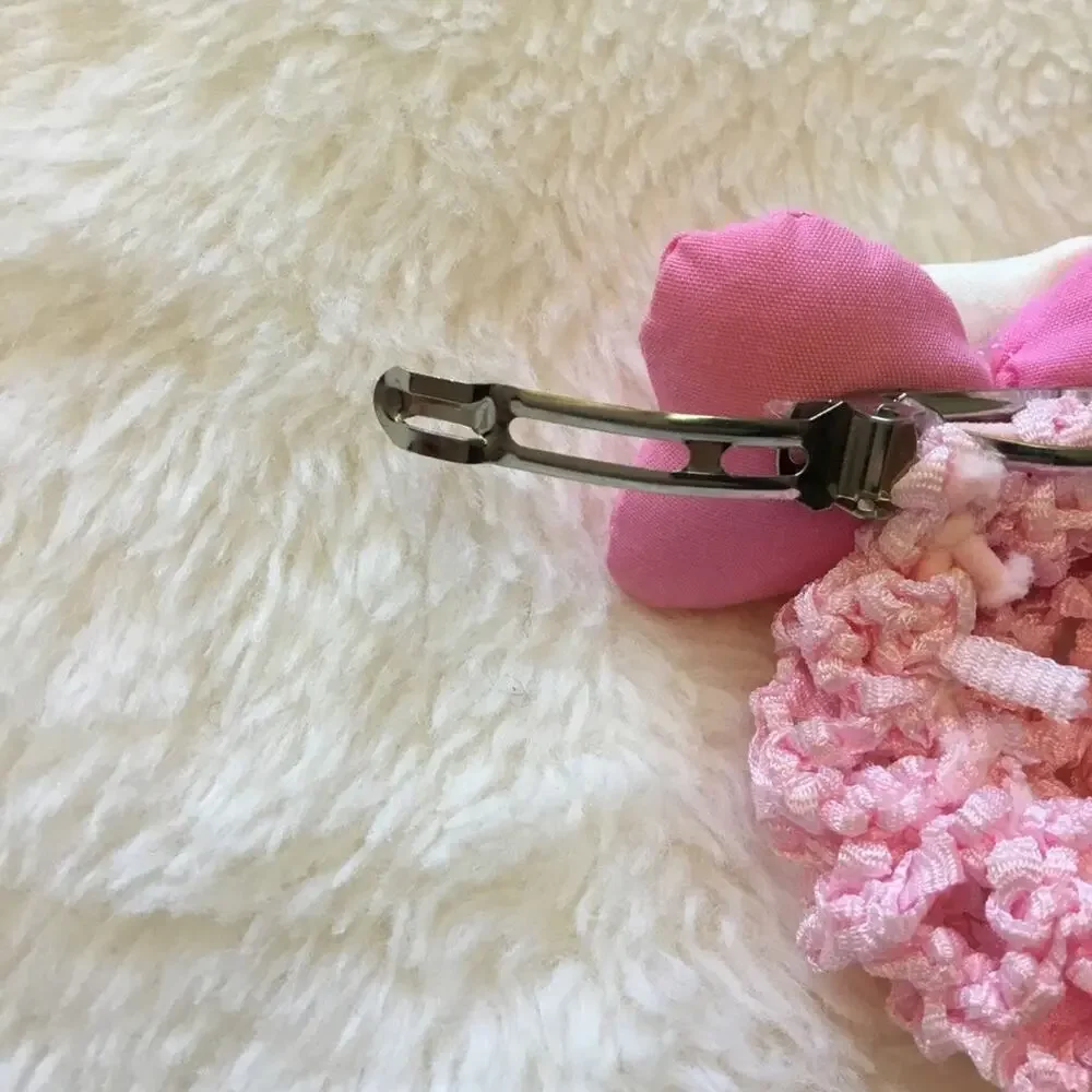 Vintage-Hello Kitty Pink Crochet Wrap Hair Clip Set